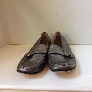 Softspots Pewter Leather Loafers Buckle Shoes